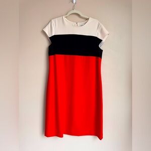 KASPER colorblock sheath dress paprika officecore business career work classic